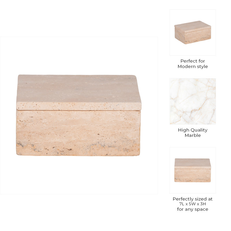 Marble Decorative Box, 3" H x 7" W x 5" D
