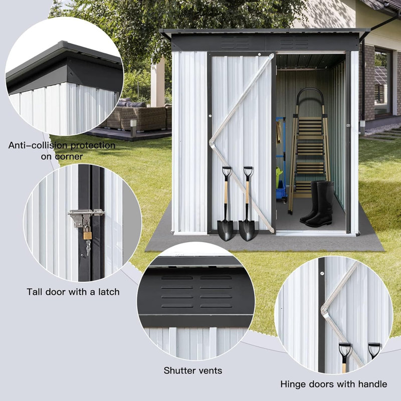 5 ft x 3 ft Metal Storage Shed