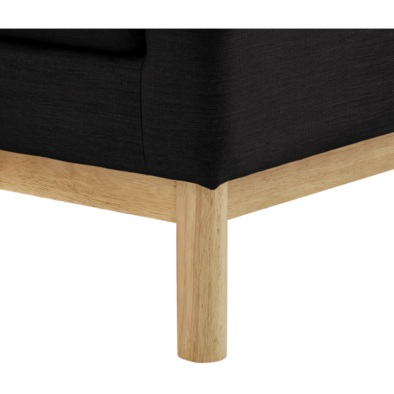 Causeuse Langham Lewellen, Tissu texturé en lin noir