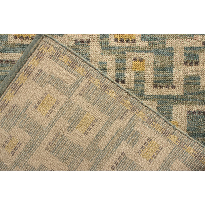 Scandinavian Hand Knotted Wool Geometric Area Rug, Rectangle 14' x 20'
