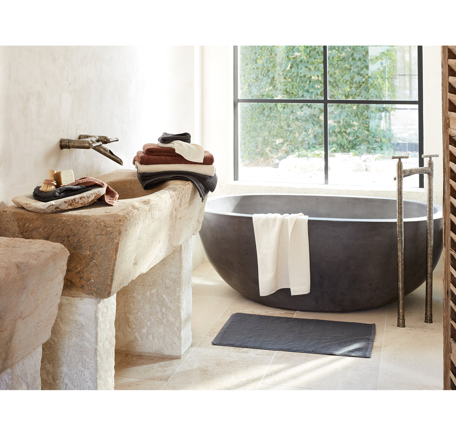 Air Weight Organic Cotton Bath Mat, Shadow