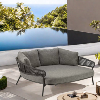 Lit de jour d'extérieur en tissu 66,93 po avec coussins Sunbrella®