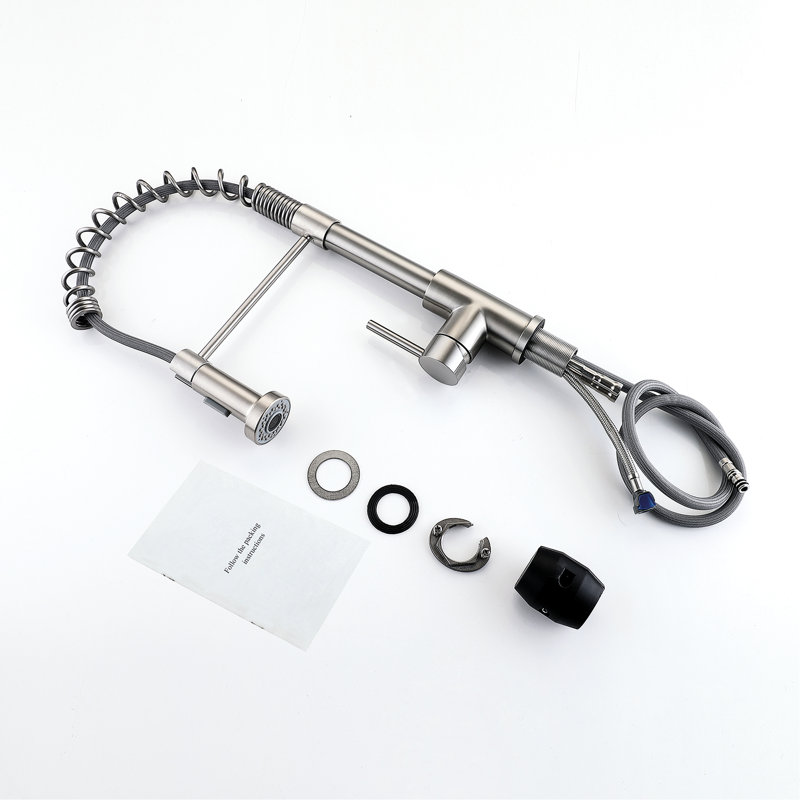 Robinet d'évier de cuisine à poignée simple - nickelage brossé, bec pivotant à 360 degrés, réglage réglable du débit d'eau pour une surface efficace, rotation, contrôle du volume de refoulement