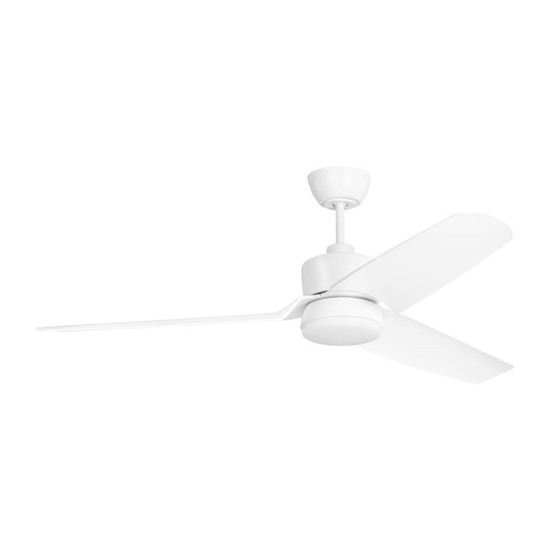 Thibeault Indoor Ceiling Fan with Threaded Downrod, Matte White ABS blades and Handheld Remote, Matte White/Matte White