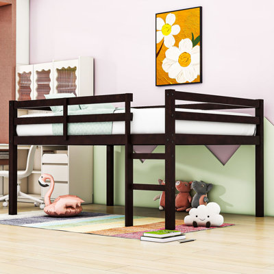 Full Wood Loft Bed With Ladder