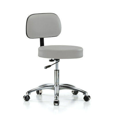 Backed Adjustable Backrest Adjustable Height Ergonomic Lab Stool with Removable Casters/Wheels