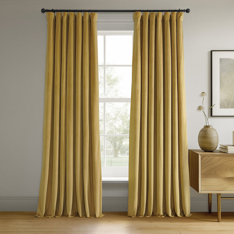 Olivia Velvet Blackout Curtain (1 Panel), Fool's Gold, 50" W x 120" L