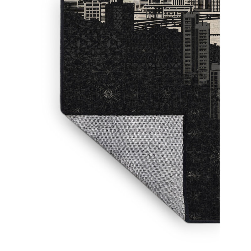 Tapis marocain d'inspiration mondiale Orionna lavable à la machine - reliure noire, 2 x 5