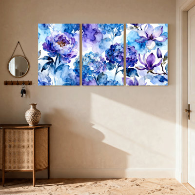 Plantes et fleurs, ensemble de 3 reproductions d'art sur toile