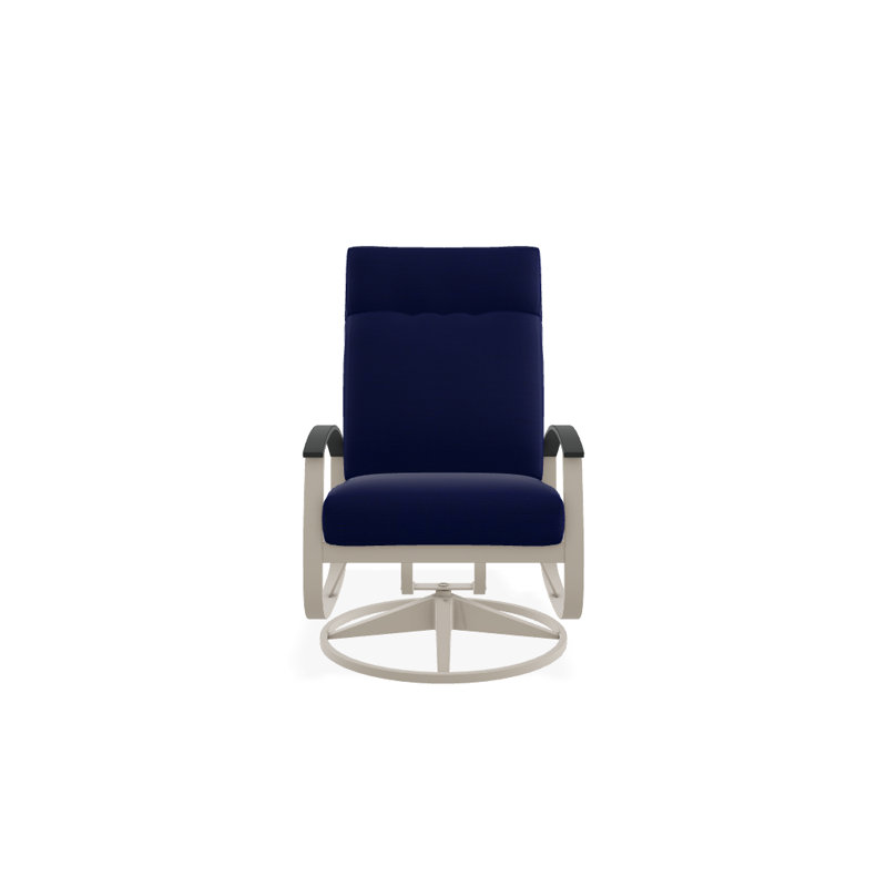 Belle Isle Outdoor Rocker Chair, Canvas Sapphire Blue Sunbrella, Gloss White, Classic Graphite P30