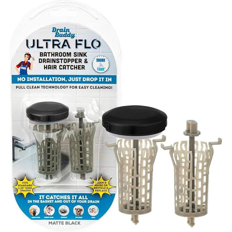 Drain Buddy Ultra Flo Sink Drain Stopper and Hair Catcher with Extra Basket
