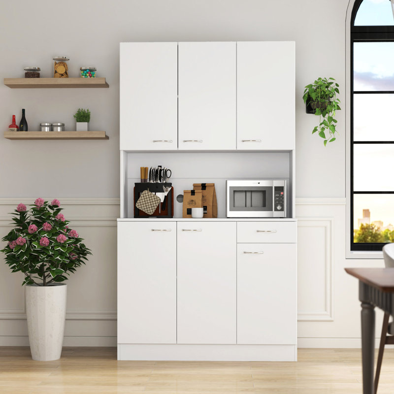 Storage Cabinet For Living Room & Kitchen. 6 Doors, 1 Drawer, Open Shelf. , Easy To Clean And Sophisticated Wardrobe Kitchen Cabinet, Look. 6-doors, 1-open Shelf, 1. Practical