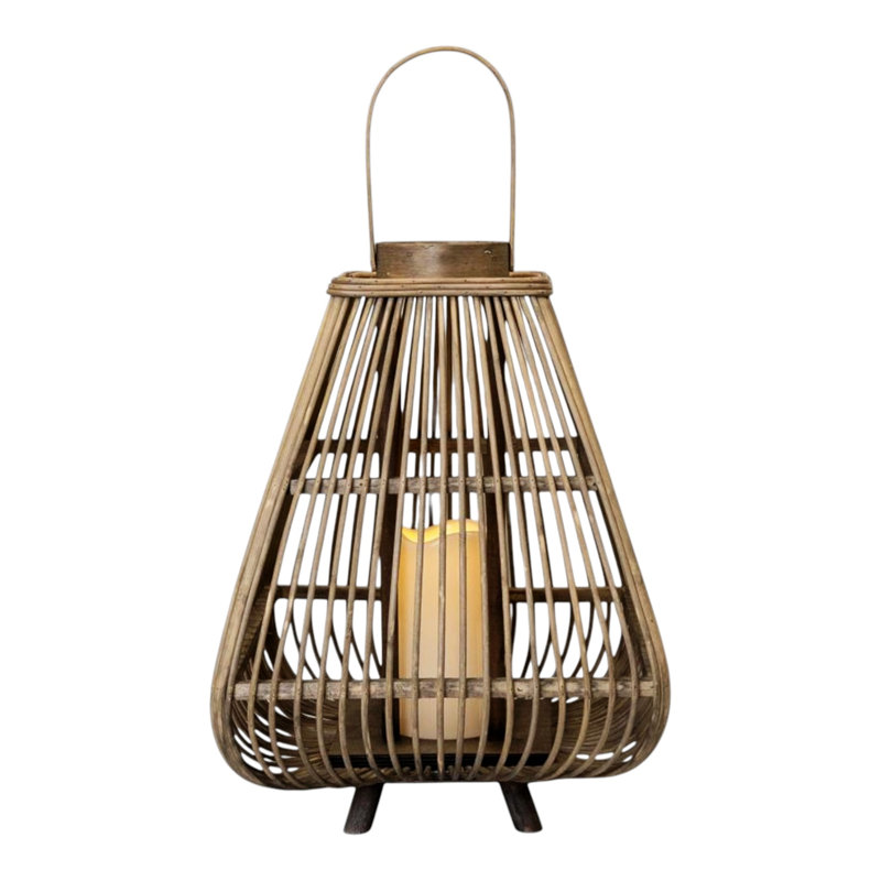 Medium Bamboo Lantern with LED Candle