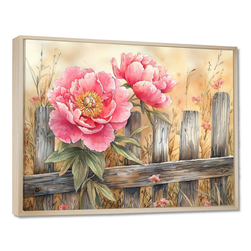 "Pe pivoines à la campagne" par The Stable Gate II - pivoines, art mural, H 24 po x l 32 po, Crème, crème