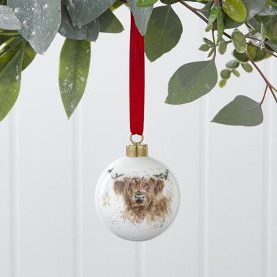 Wrendale Designs 9cm Bone China, Ribbon, Metal Animals Bauble