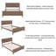 Grand lit plateforme Mid-Century avec tête de lit - Structure en bois massif avec 10 lattes et rangement sous le lit de 8,7 po-86776972