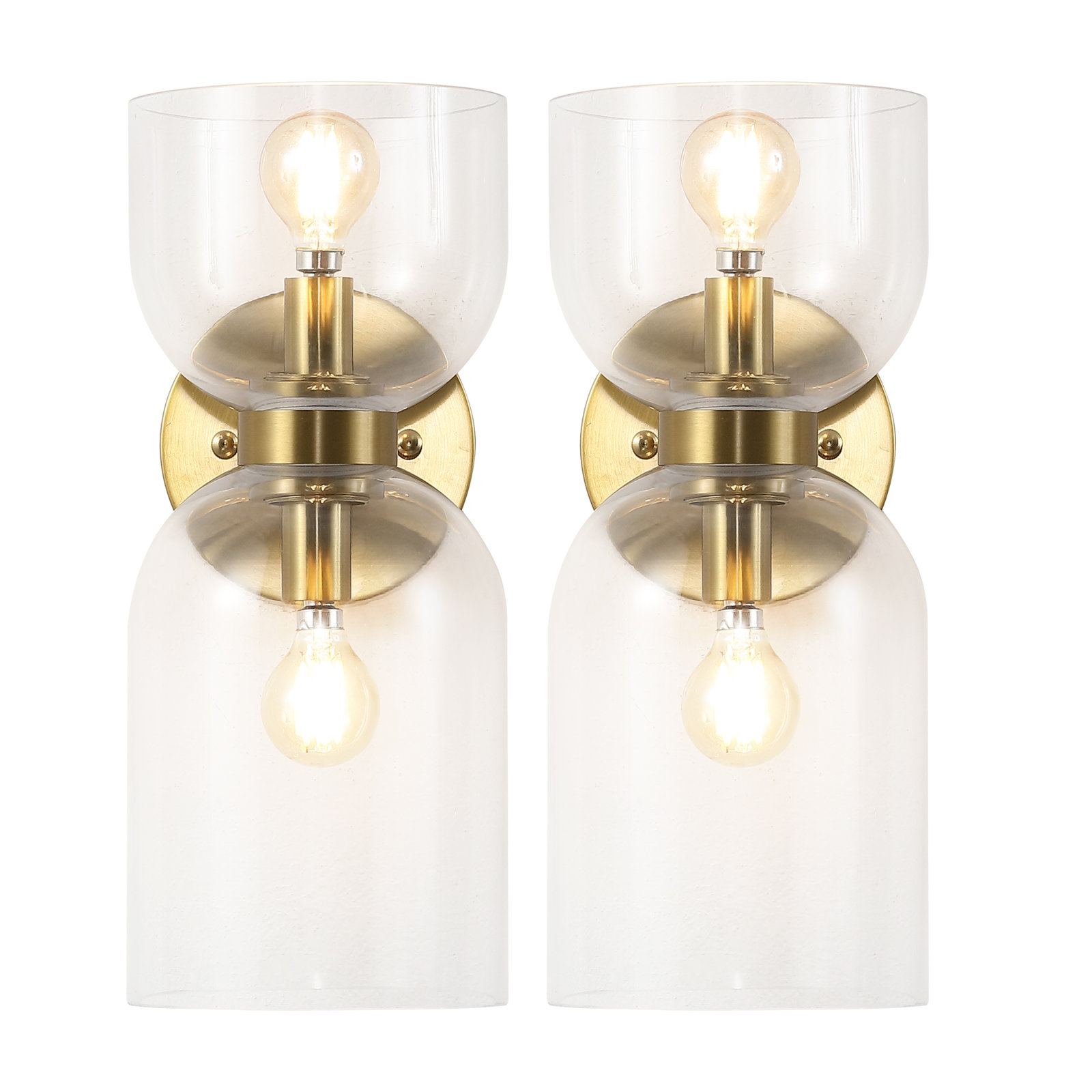 Oregon 2 Light Glass Dimmable Armed Sconce, Clear