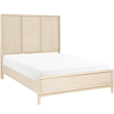 Grand lit à panneau avec saveur contemporaine et finition brune, trois têtes de lit, tête de lit, rails, décoration de chambre à coucher de style bord de mer, fini avec style, au choix