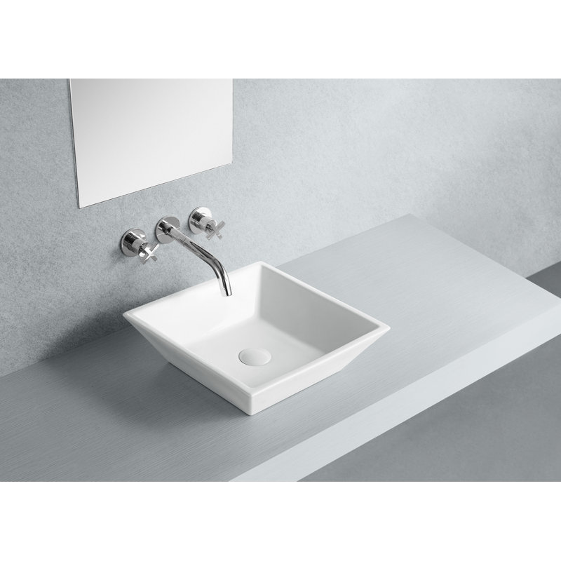 Kingston Brass Artisan Ceramic Square Vessel Sink, White