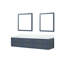 Meuble-lavabo double bleu l 84 po x P 22 po, comptoir en marbre de Carrare et miroirs 36 po