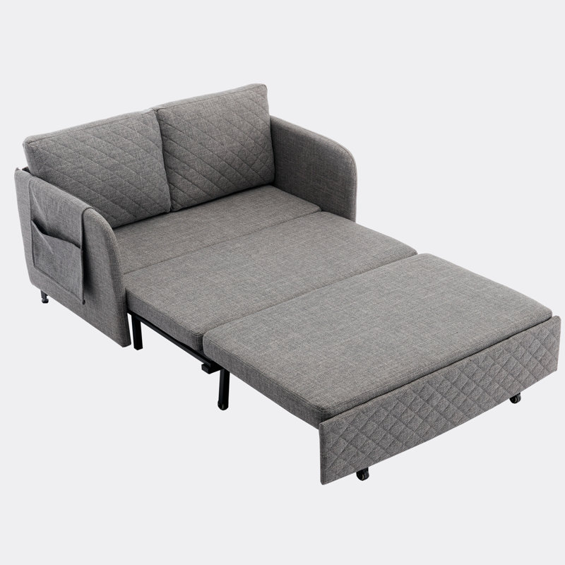 Canapé-lit 47,64 po Tacettin, Velours gris clair