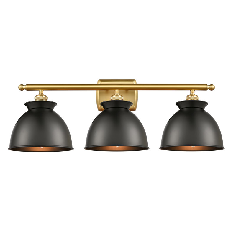 Éclairage pour meuble-lavabo à intensité variable 3 lumières Erastus, Ampoule incandescente rétro de 60 watts, Noir mat