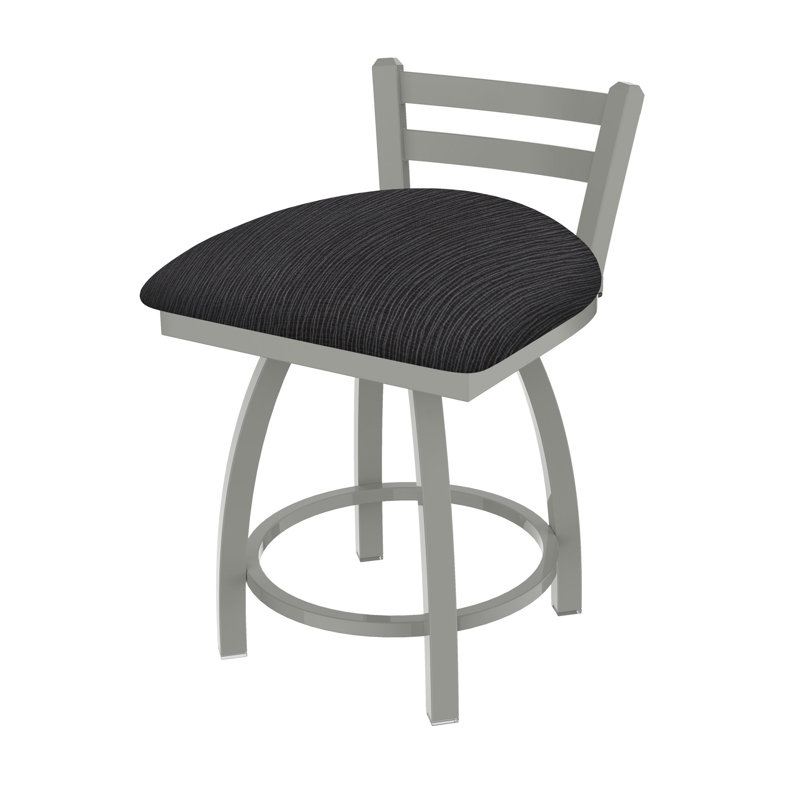 Tabouret de coiffeuse Jackie, Nickel anodisé, Tissu-graphique ancre