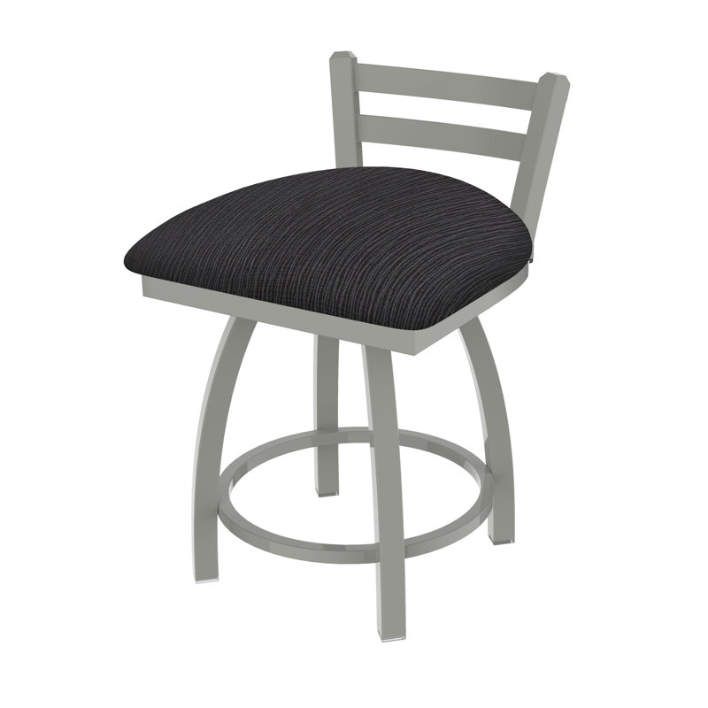 Tabouret de coiffeuse Jackie, Nickel anodisé, Tissu-graphique ancre