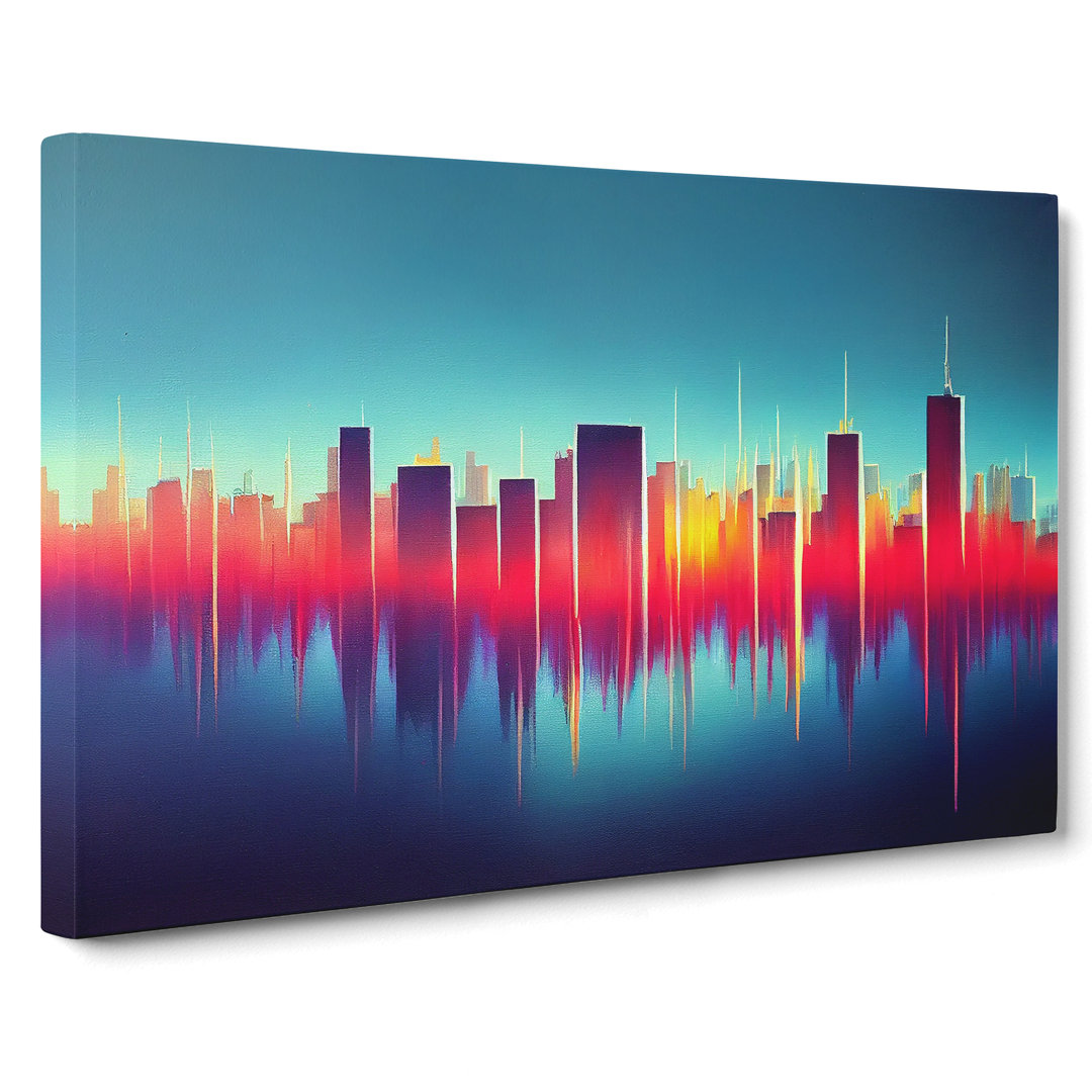 Sculptured Skyscraper Skyline Abstract - Wrapped Canvas