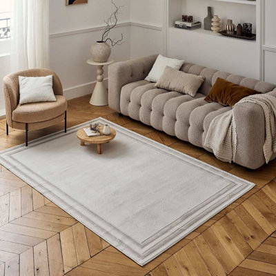Carmel Modern Bordered Cream/Beige Area Rug