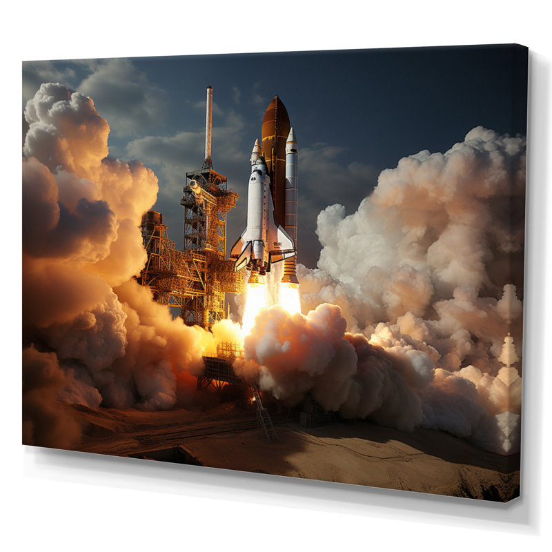Space Shuttle Delicate Manoeuvring - Space Shuttle Wall Art Living Room, H 30 po x l 40 po x P 1,5 po, Toile tendue