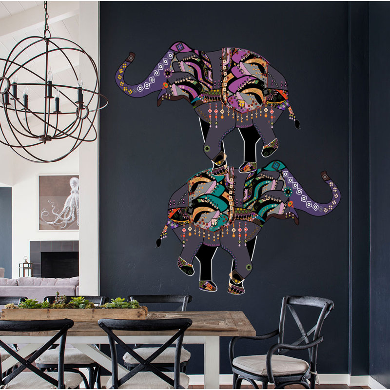 Adhésif décoratif mandala éléphant indien Namaste, H 10 po x l 11 po