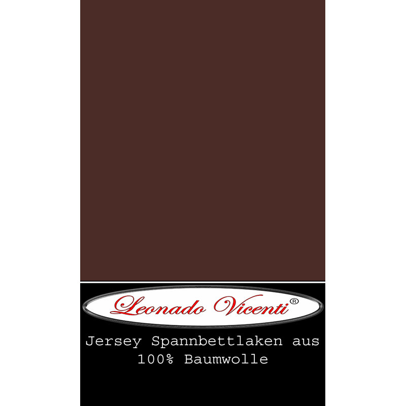 100% Cotton Jersey Knit Fitted Sheet, Brown, European Double (140 x 200cm)