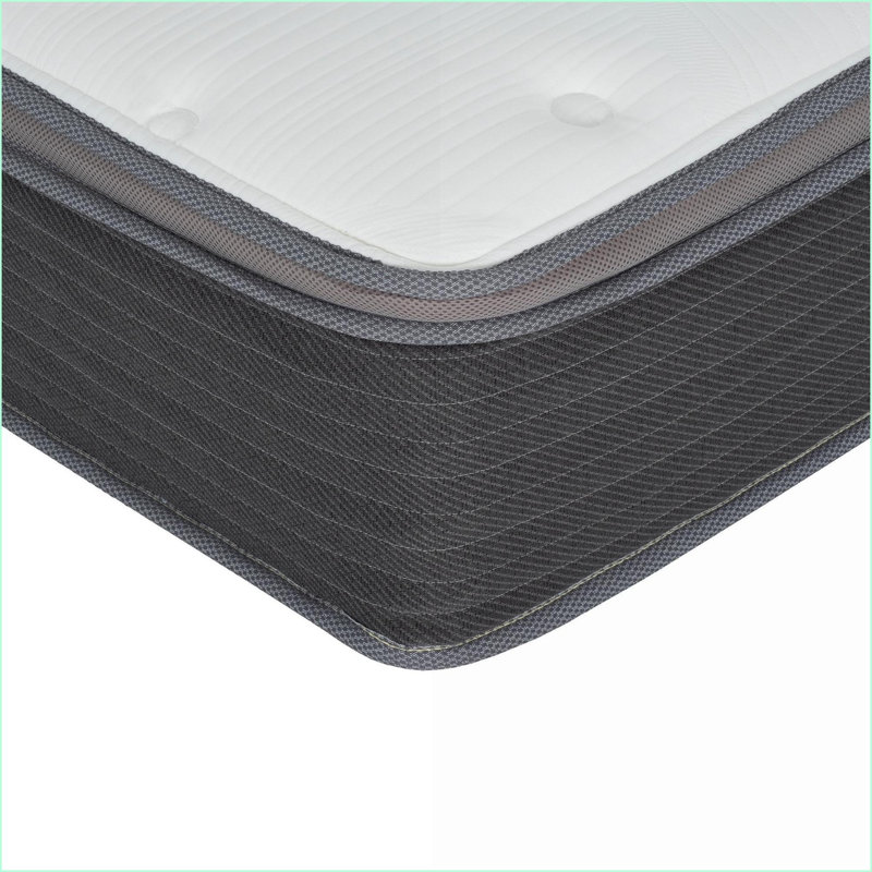 Matelas 10 po. Matelas hybride à ressorts ensachés avec mousse viscoélastique imprégnée de gel, blanc neige et amp; Gris clair | Polyester | Gris + blanc