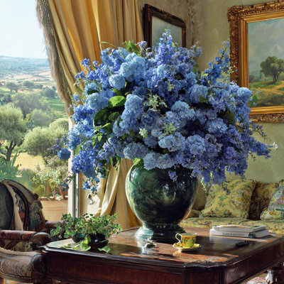 Blue Hydrangea Elegance Wrapped Canvas Wall Art