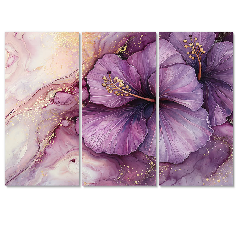 Adarrion - ensemble d'art mural hibiscus, H 28 po x l 36 po, Toile tendue, Ne s’applique pas