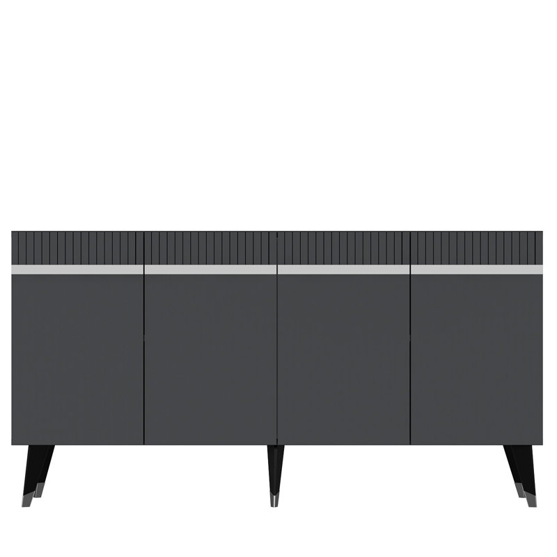Modern Console Table, Anthracite & Silver, 100% Melamine Coated Particle Board, Thickness: 0.7 inches | Stylish & Functional Design, Perfect for Living Room or Entryway, Easy Assembly