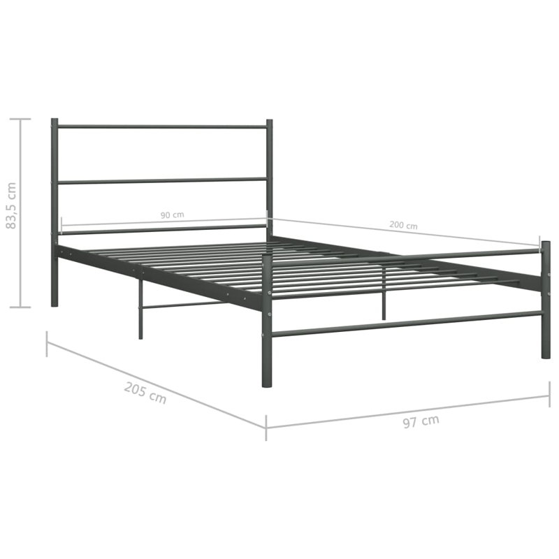 Del Mesa Metal Bed Frame, grey, 90 x 200cm