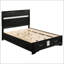 Lit à panneaux avec rangement intégré Urbana noir avec tiroirs intégrés et accents glamour, parfait pour les chambres à coucher modernes.