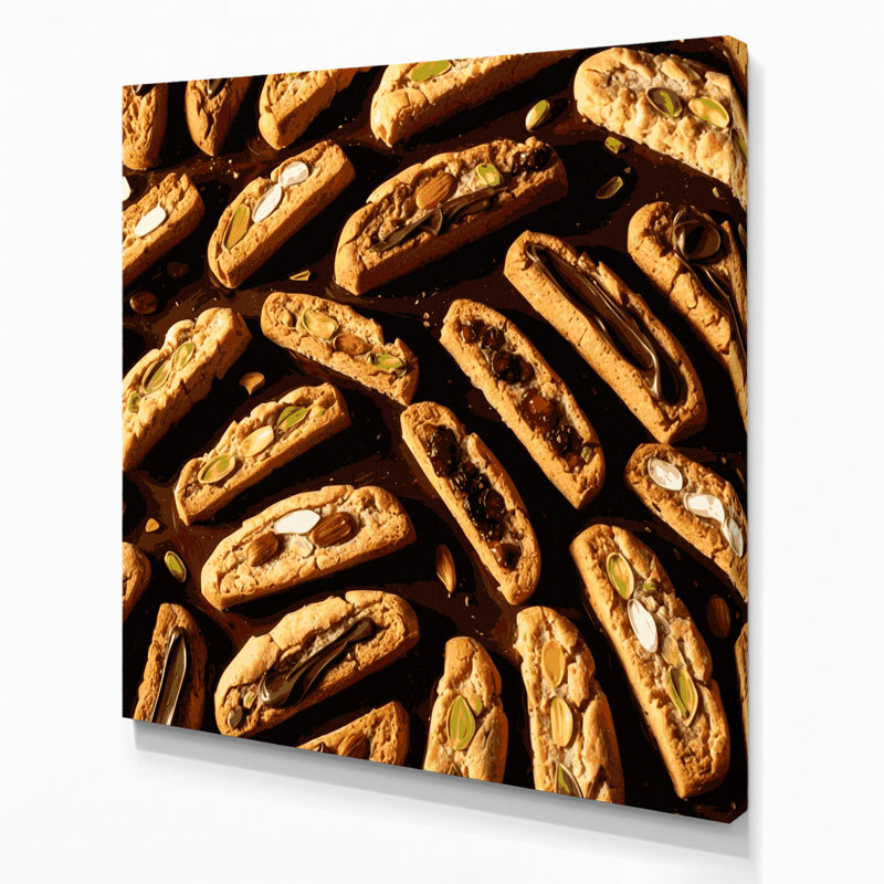 Desserts Biscotti, art mural sur toile brune, H 12 po x l 12 po