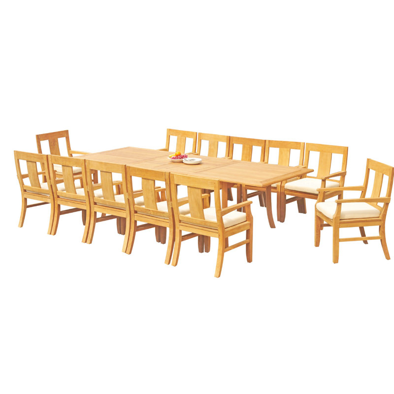 Ensemble de salle à manger 11 pièces teck Kevon, H 30,5 po x L 82 po x l 40 po, 12