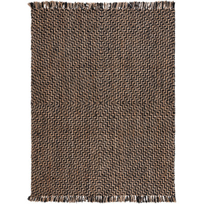 Jermyah Natural Fiber Flat Weave Jute Pile Geometric Rug