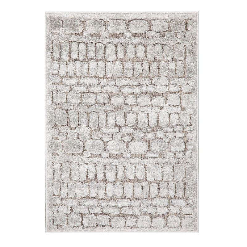 Modern Geometric Shapes Area Rug, Mushroom, 2x3
