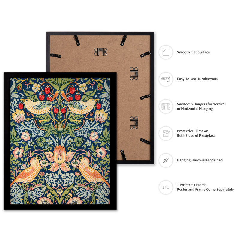 William Morris - Voleur de fraises n ° 9, Cadre noir, Affiche, H 08 po x l 10 po