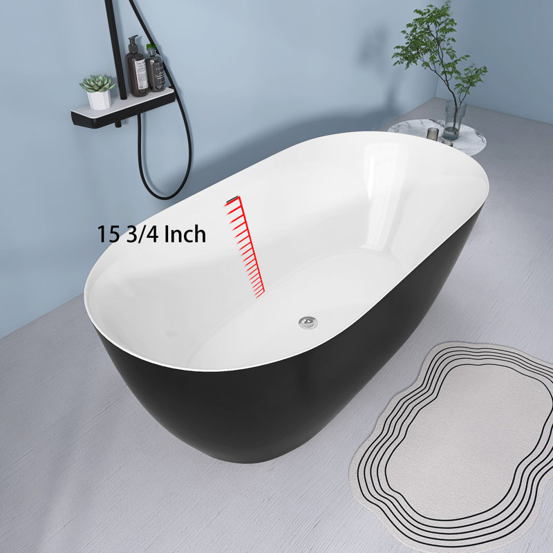 67'' X 29.5'' Freestanding Soaking Acrylic Bathtub, Noir