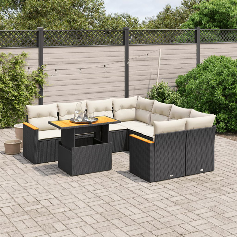 Vidaxl Garden Sofa Set Black, Cream White