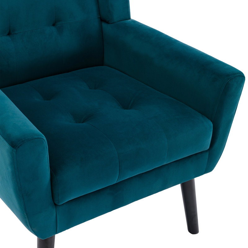Fauteuil d'appoint Bolanle, Velours sarcelle