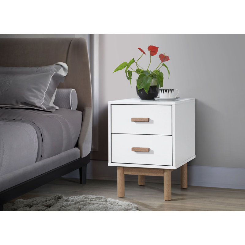 Lexys 40cm W Manufactured Wood Bedside Table, White/Brown