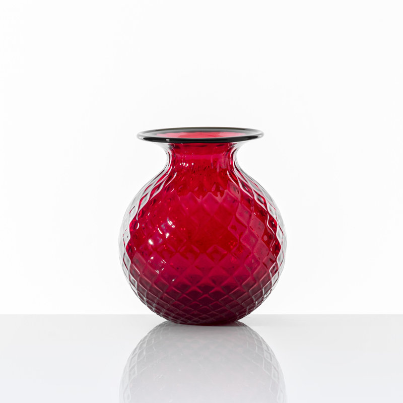 Venini Balloton Fiori, Red, 5.12" H x 4.33" W x 4.33" D
