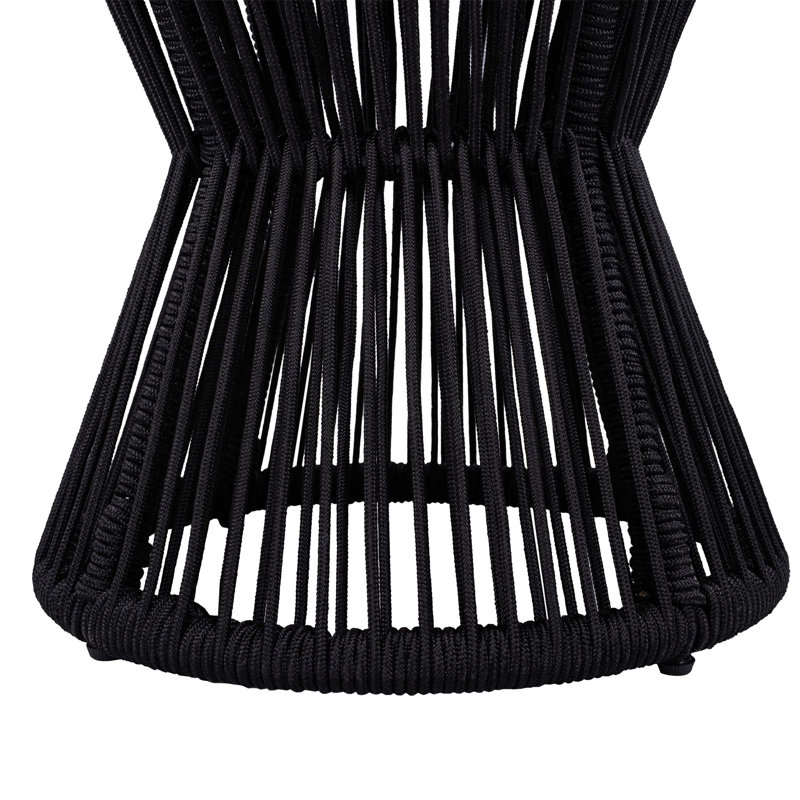 Élégante table d'appoint d'extérieur en bois d'acacia, corde et fer, résistante aux intempéries pour patio, terrasse, jardin, balcon, style minimaliste moderne